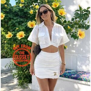 ZARA Blogger Favorite Linen Blend Ruched Mini Skirt